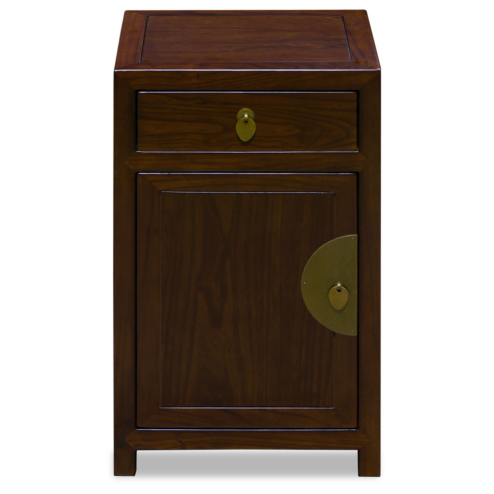 Mahogany Finish Petite Elmwood Chinese Ming Cabinet