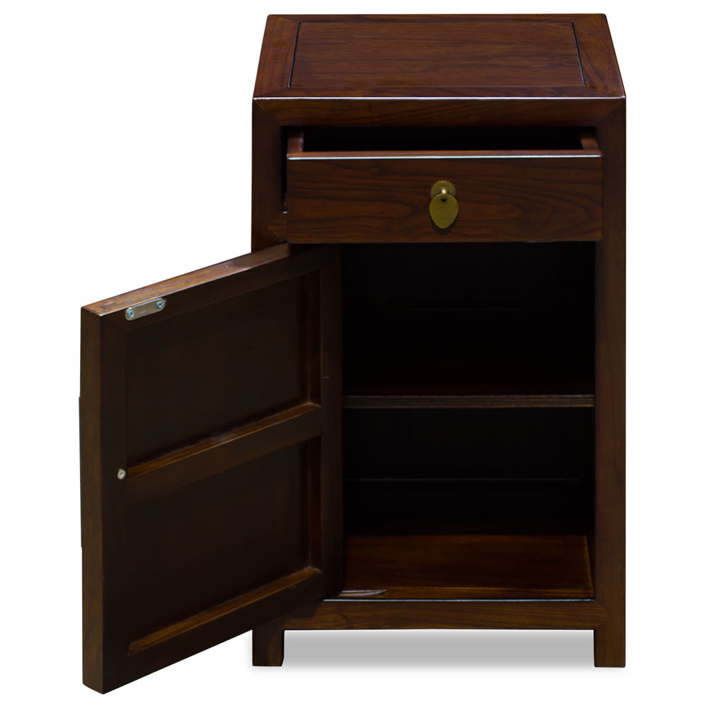 Mahogany Finish Petite Elmwood Chinese Ming Cabinet