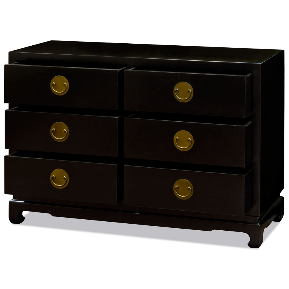 Black Elmwood Chinese Ming Chest of Drawers