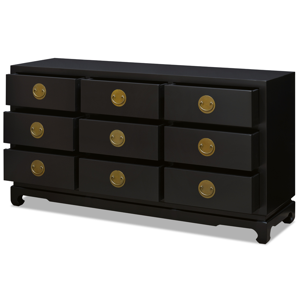 Black Elmwood Chinese Ming Chest of Drawers