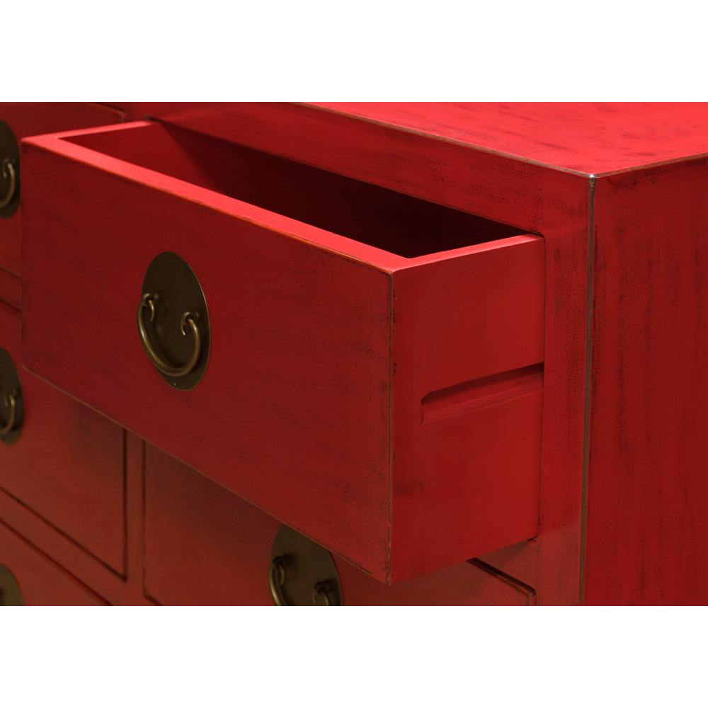 Red Elmwood Chinese Ming Chest of 9 Drawers