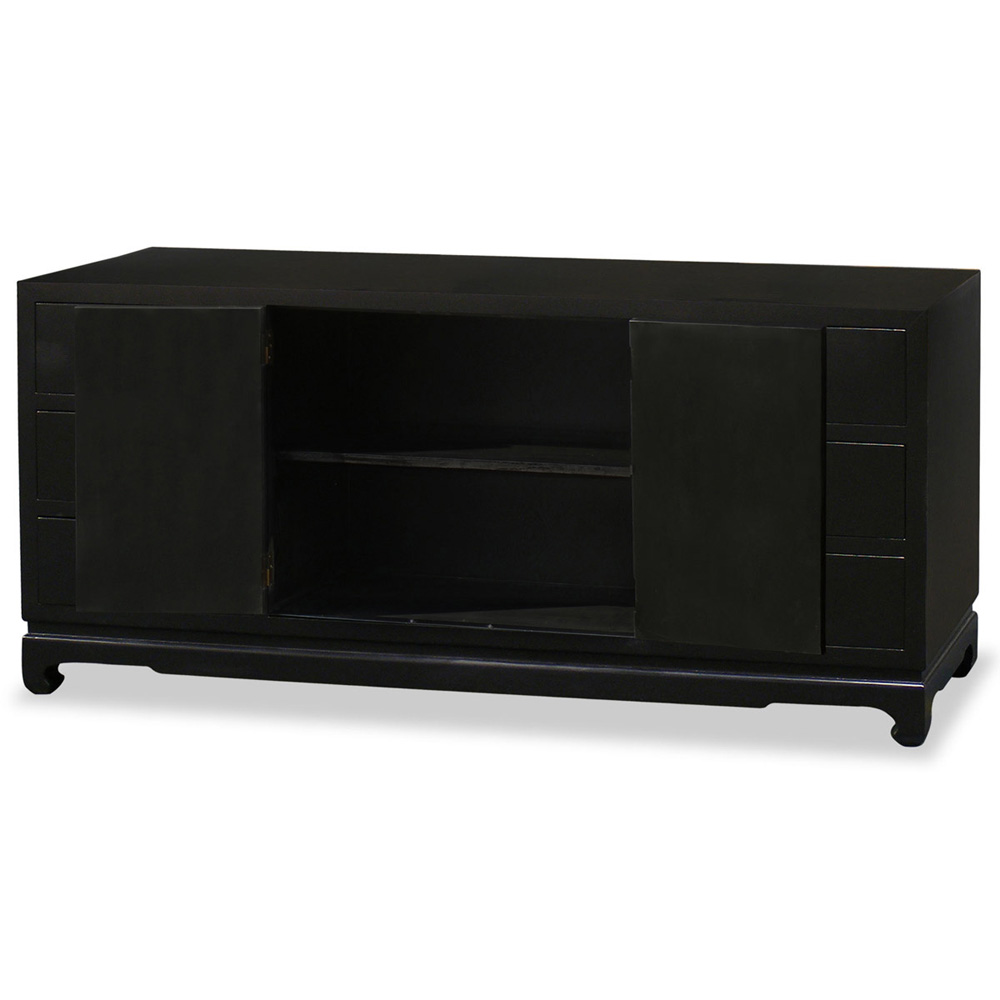 Matte Black Elmwood Chinese Ming Sideboard