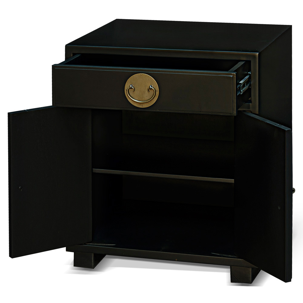 Matte Black Petite Elmwood Chinese Ming Cabinet