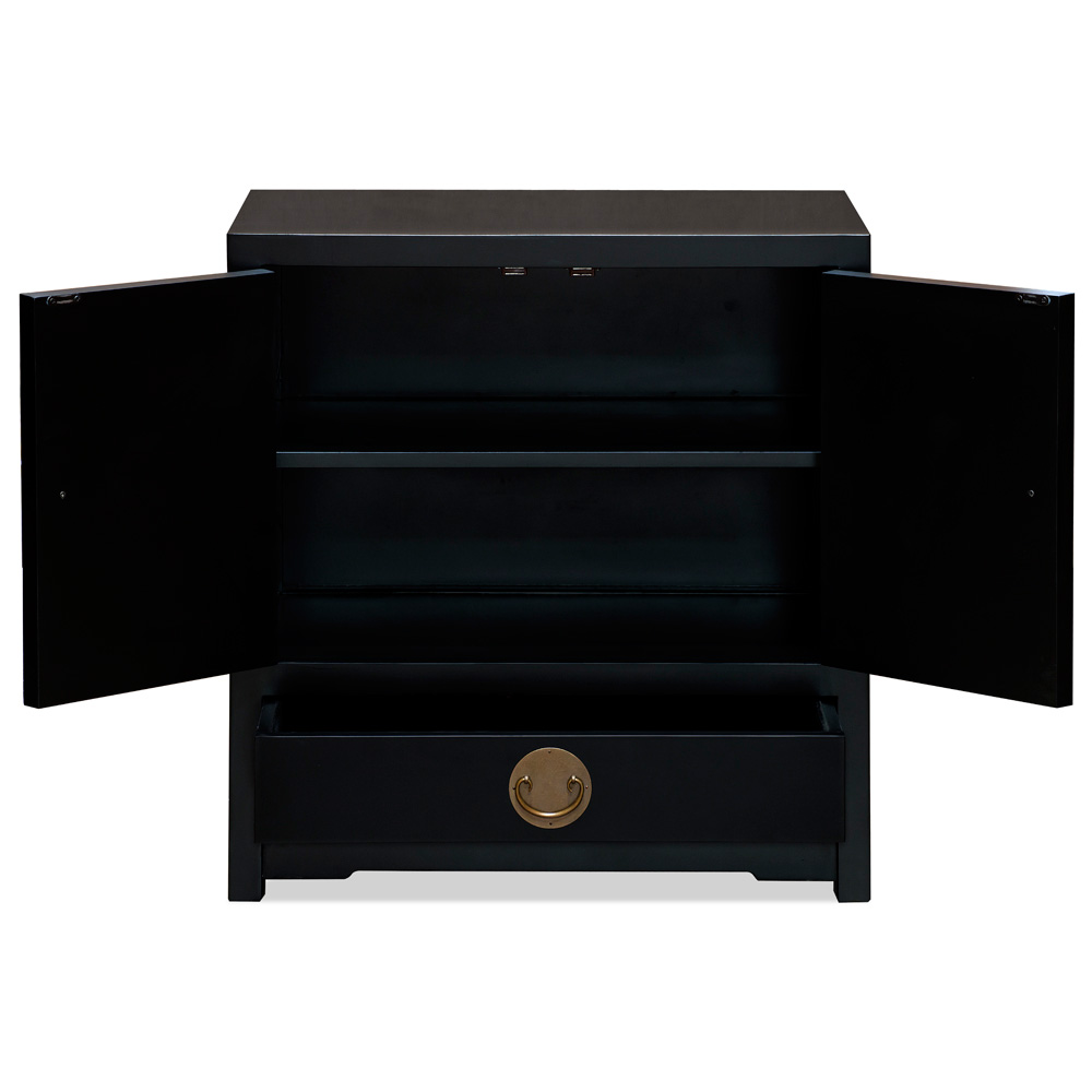 Matte Black Elmwood Chinese Ming Vanity Cabinet