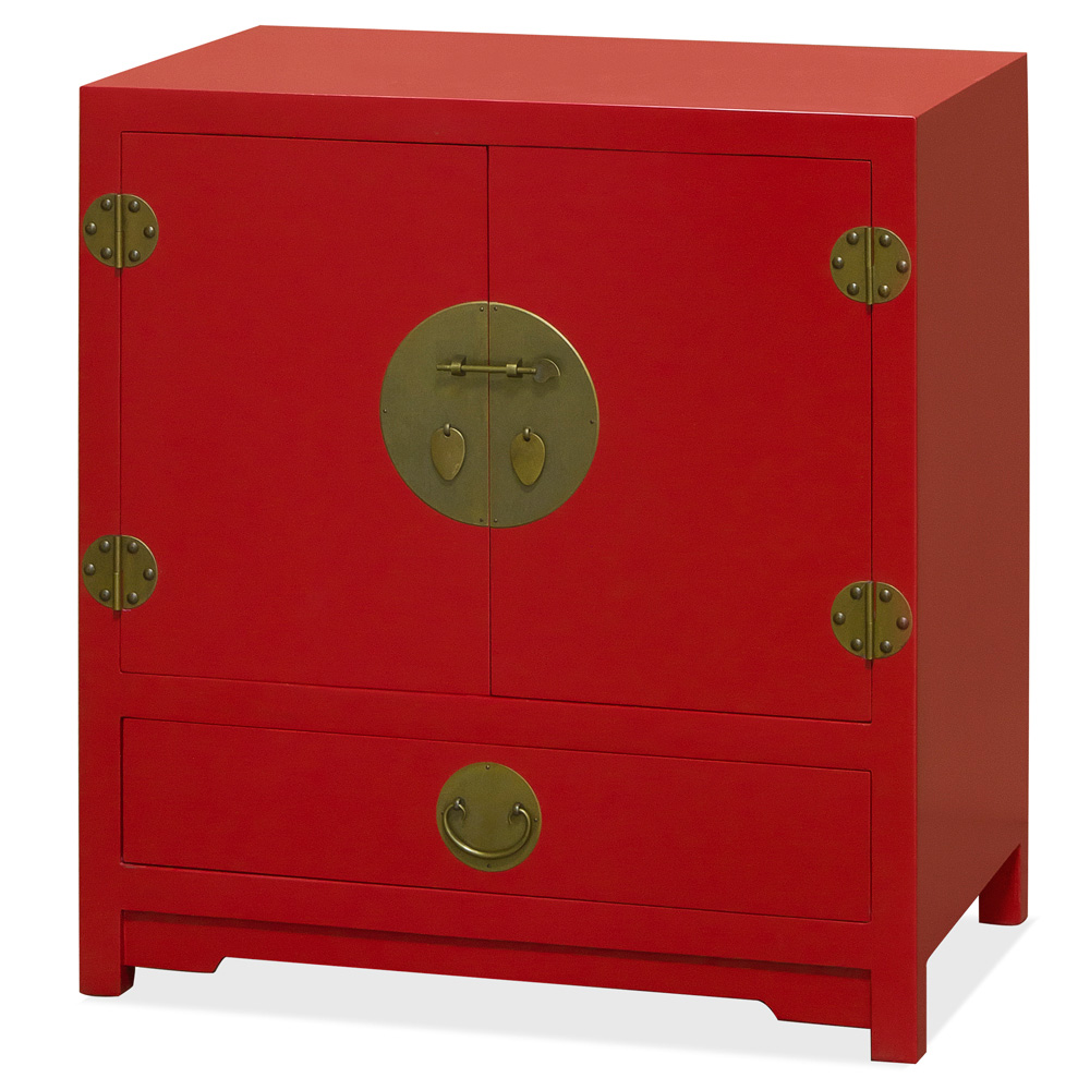 Red Elmwood Chinese Ming Vanity Cabinet