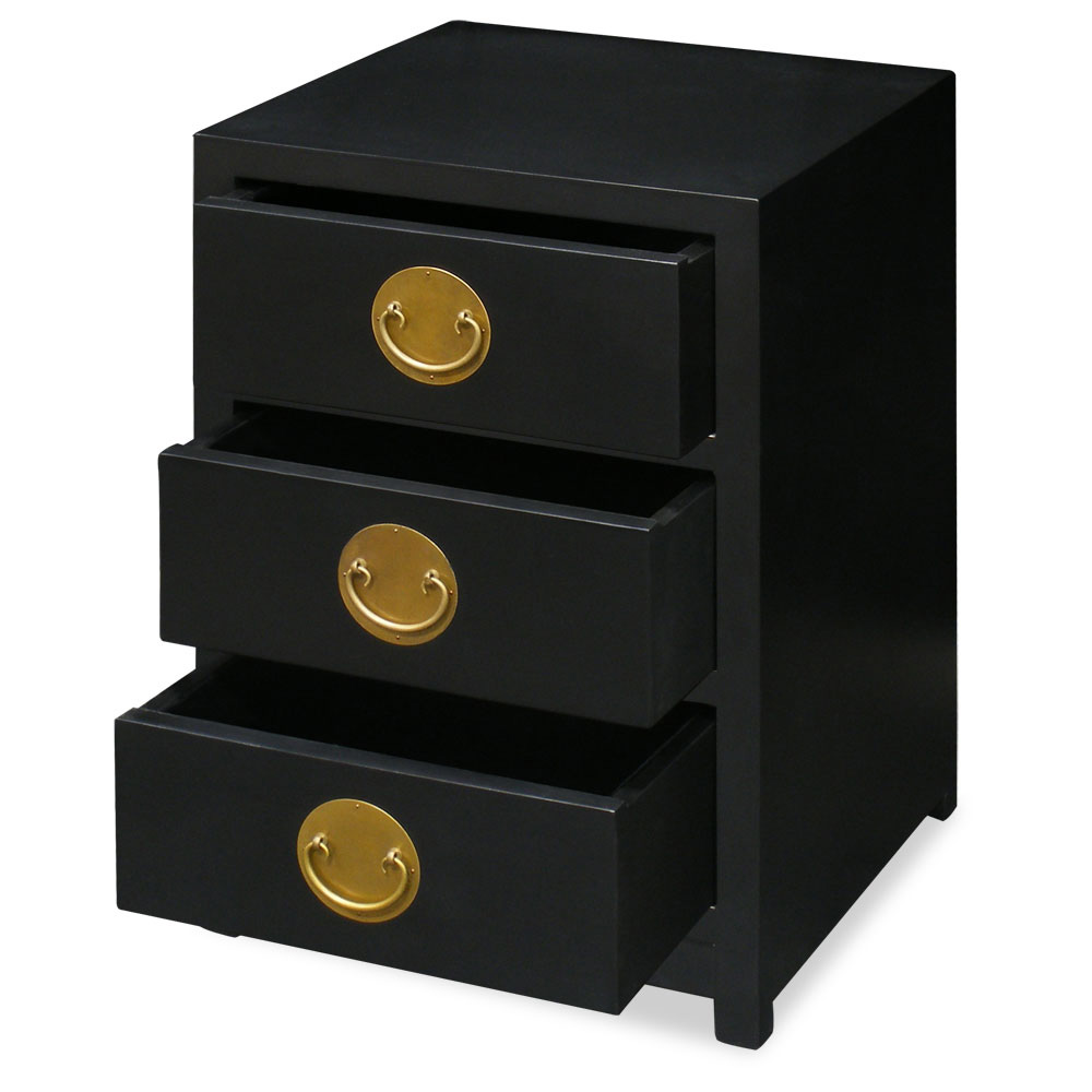 Matte Black Petite Elmwood Chinese Ming Chest of Drawers