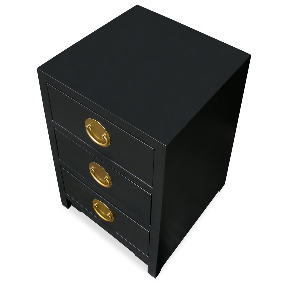 Matte Black Petite Elmwood Chinese Ming Chest of Drawers