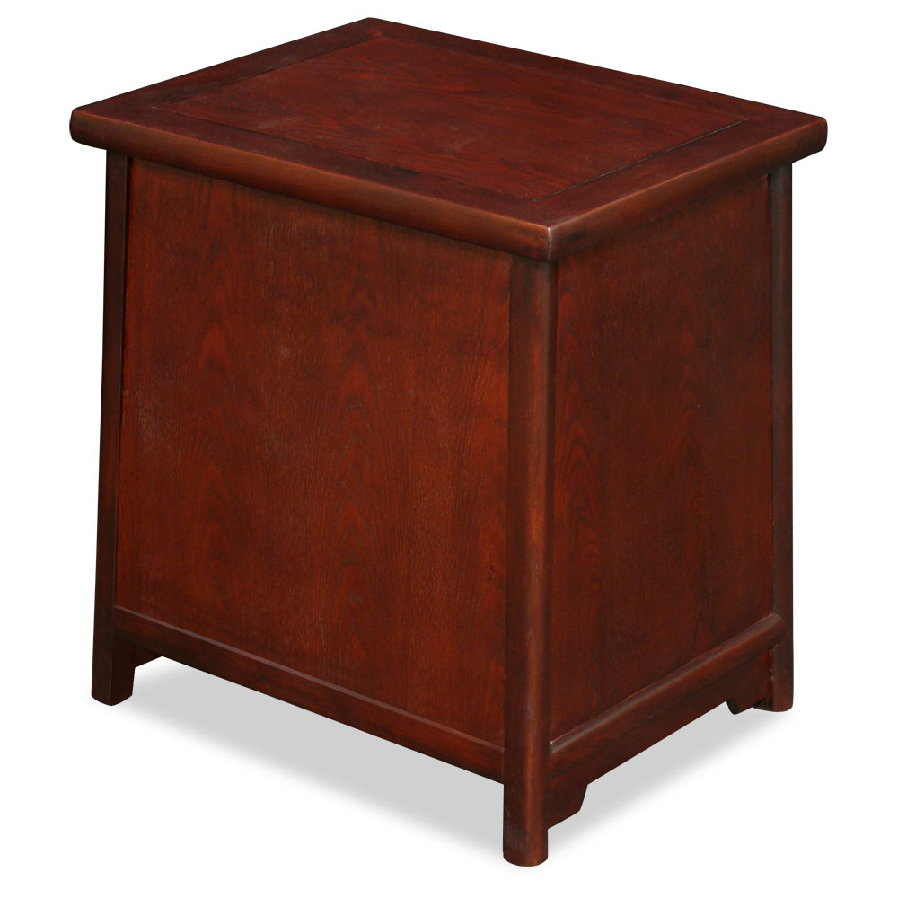 Dark Cherry Petite Elmwood Chinese Ming Cabinet with Lattice Doors