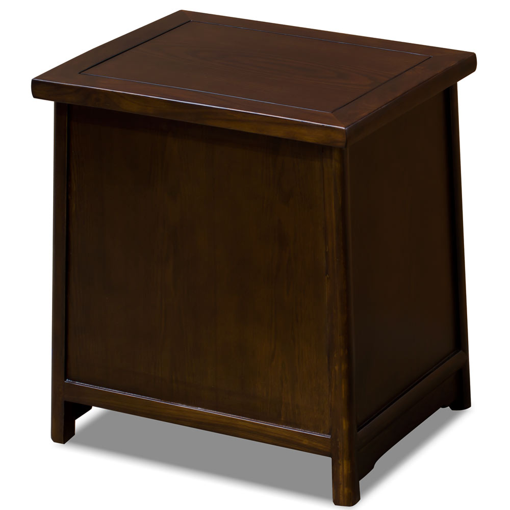 Dark Espresso Elmwood Chinese Longevity Nightstand