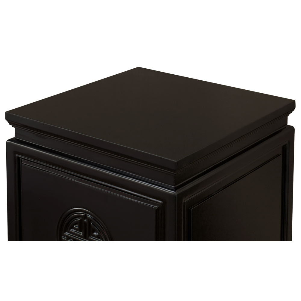 Black Elmwood Chinese Longevity 2 Drawer File Cabinet