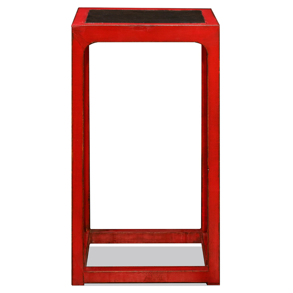 Distressed Red Elmwood Oriental Pedestal