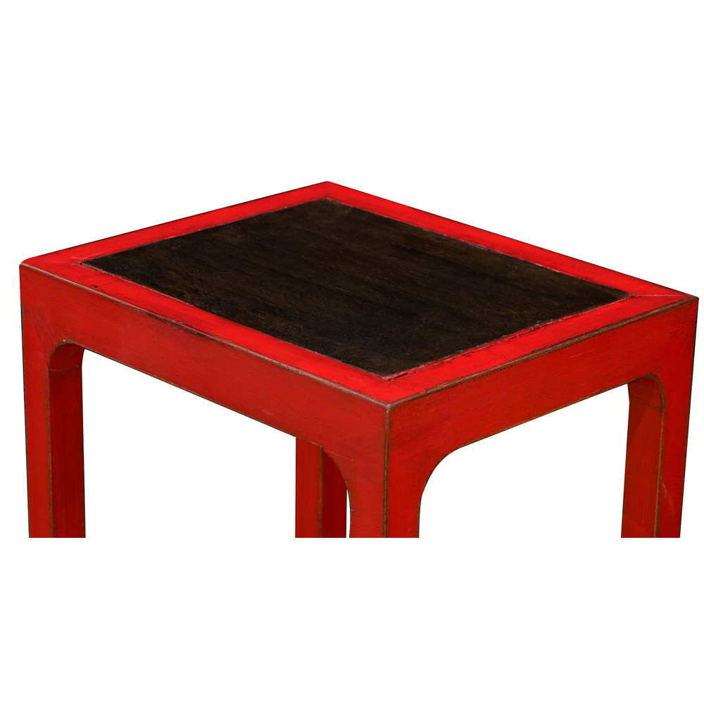 Distressed Red Elmwood Oriental Pedestal