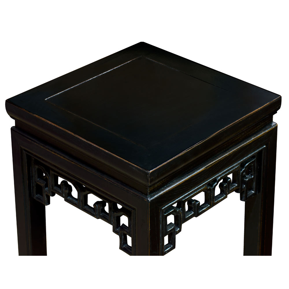 Distressed Black Elmwood Asian Pedestal