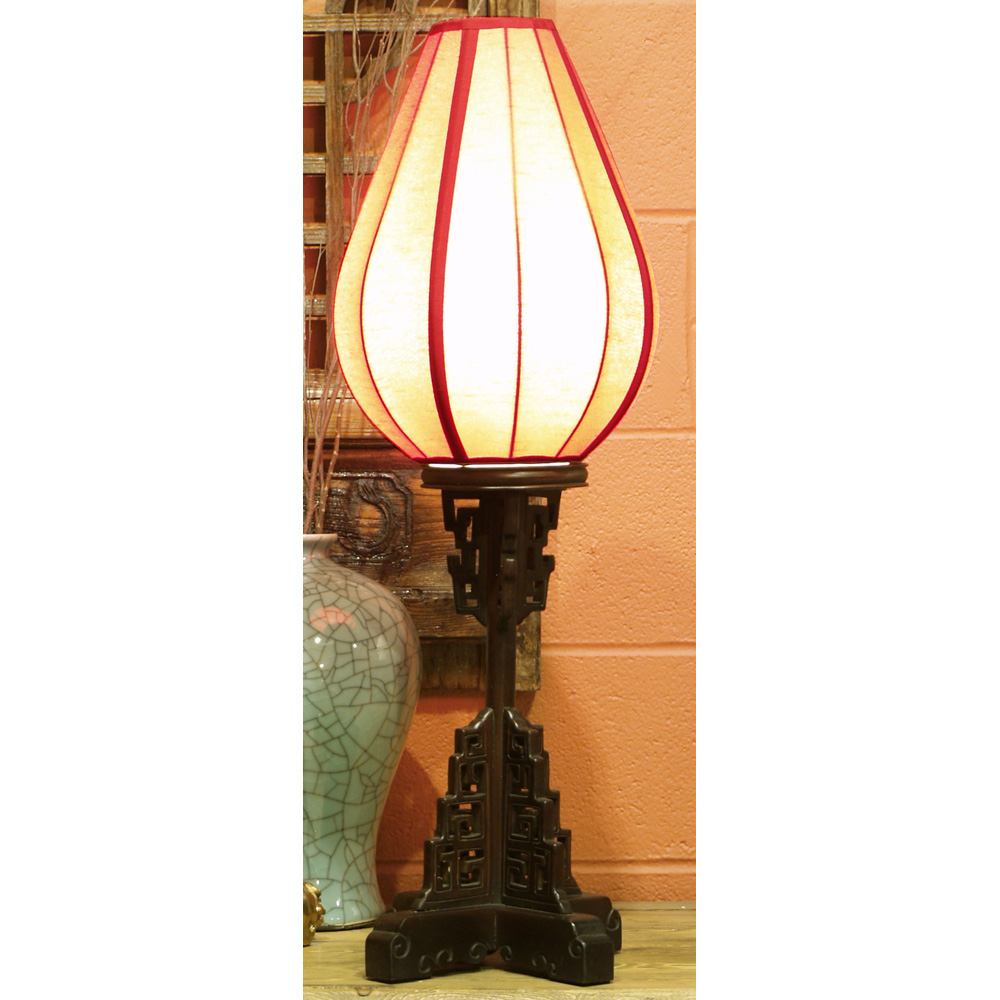 Elmwood Imperial Asian Table Lantern with Red Shade