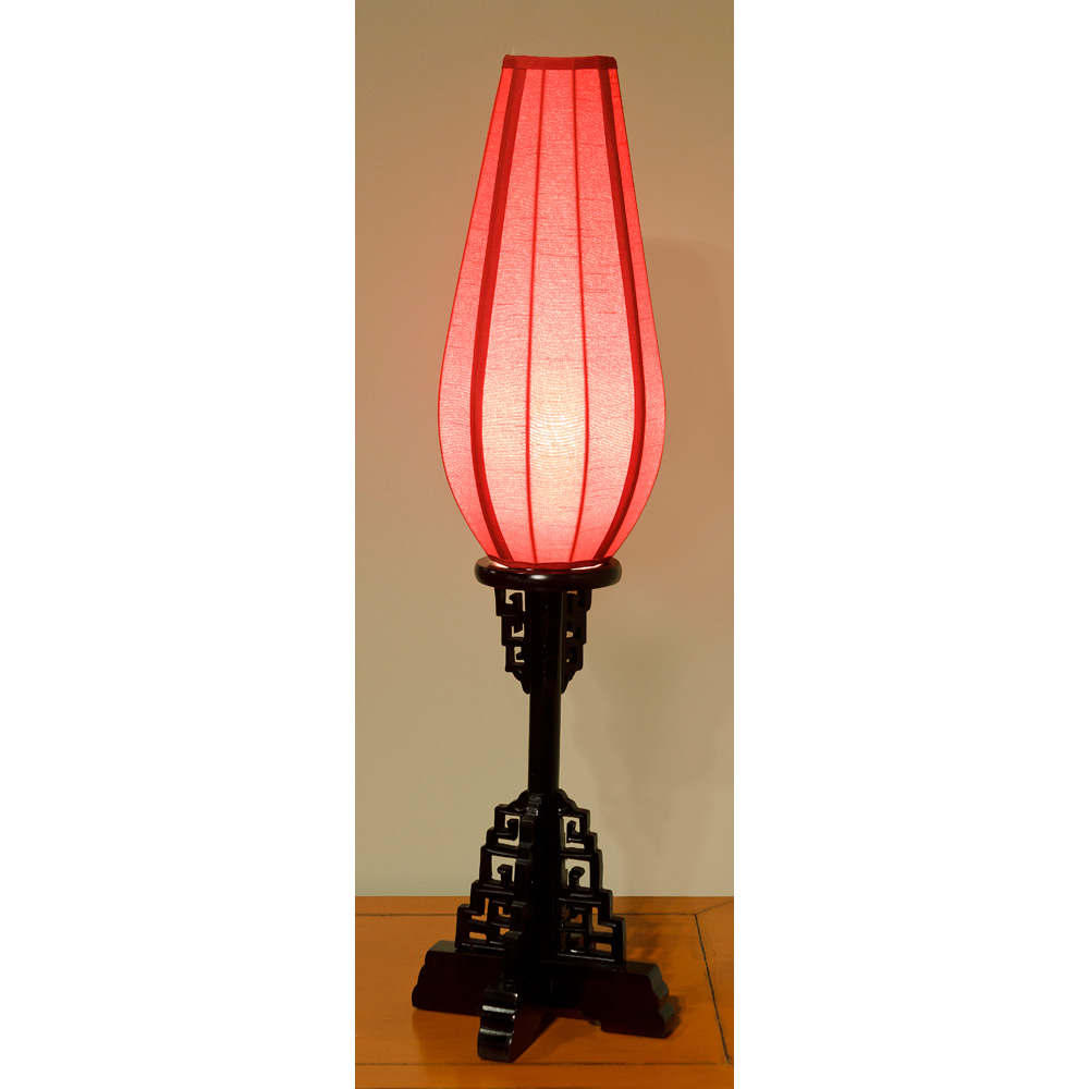 Elmwood Imperial Asian Table Lantern with Red Shade