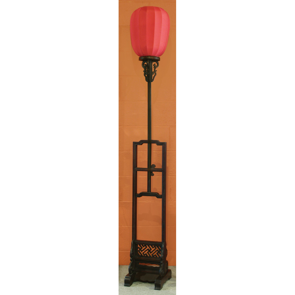 Elmwood Tall Imperial Asian Lantern with Red Shade