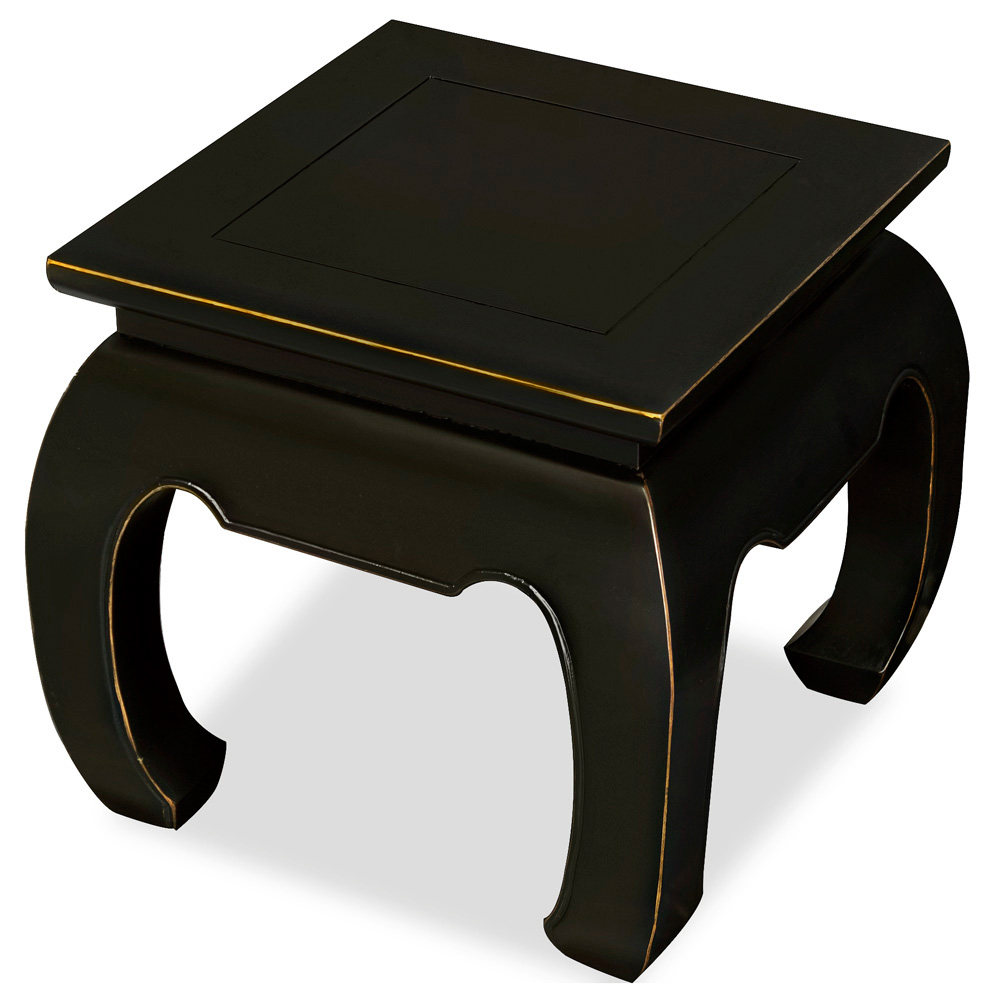 Distressed Black Petite Elmwood Chinese Ming Square Table