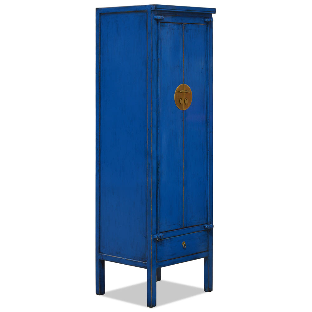 Distressed Navy Blue Elmwood Chinese Ming Armoire