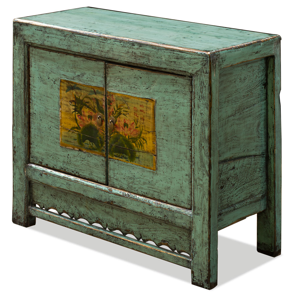 Elmwood Lotus Flower Pastel Mongolian Cabinet