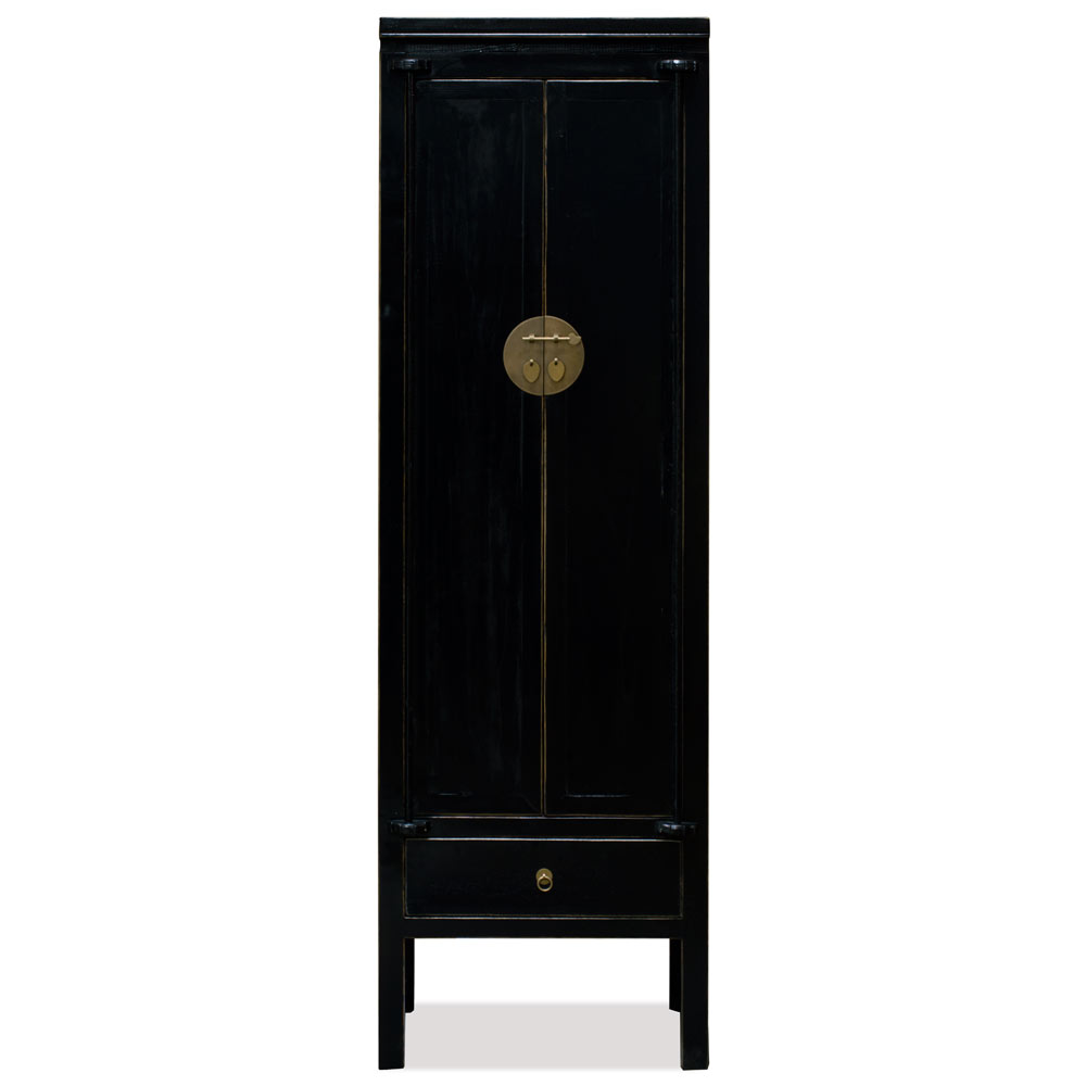 Distressed Black Elmwood Chinese Ming Armoire