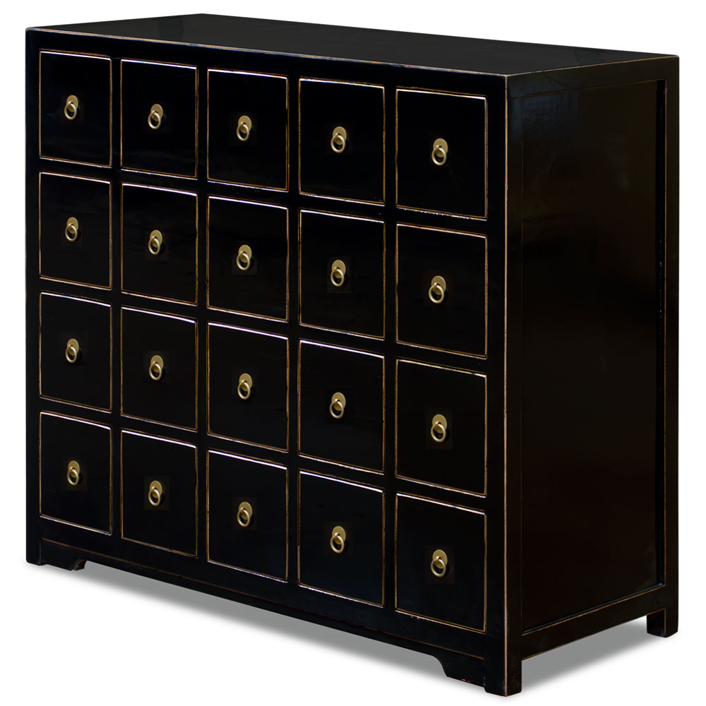 Elmwood Distressed Black Chinese Apothecary Chest