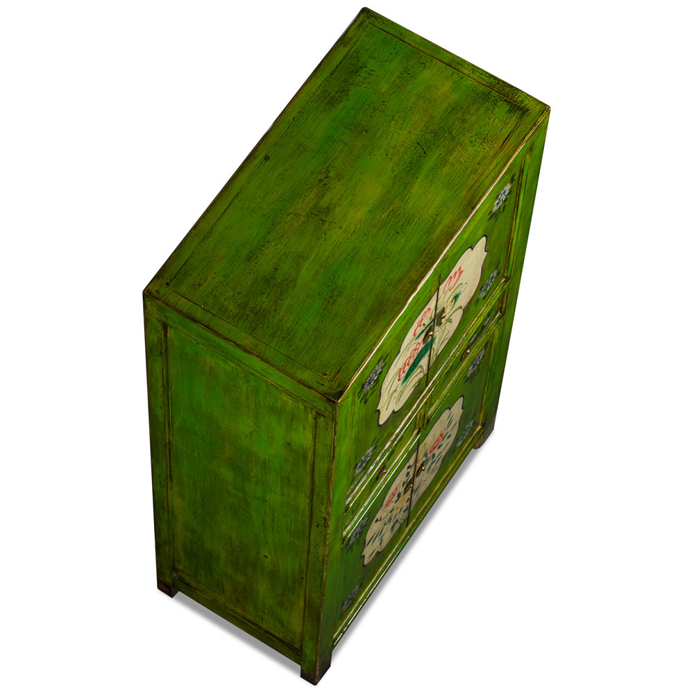 Su Chow Green Elmwood Oriental Tall Storage Cabinet