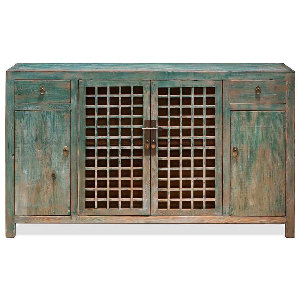 Distressed Blue Elmwood Ming Sideboard