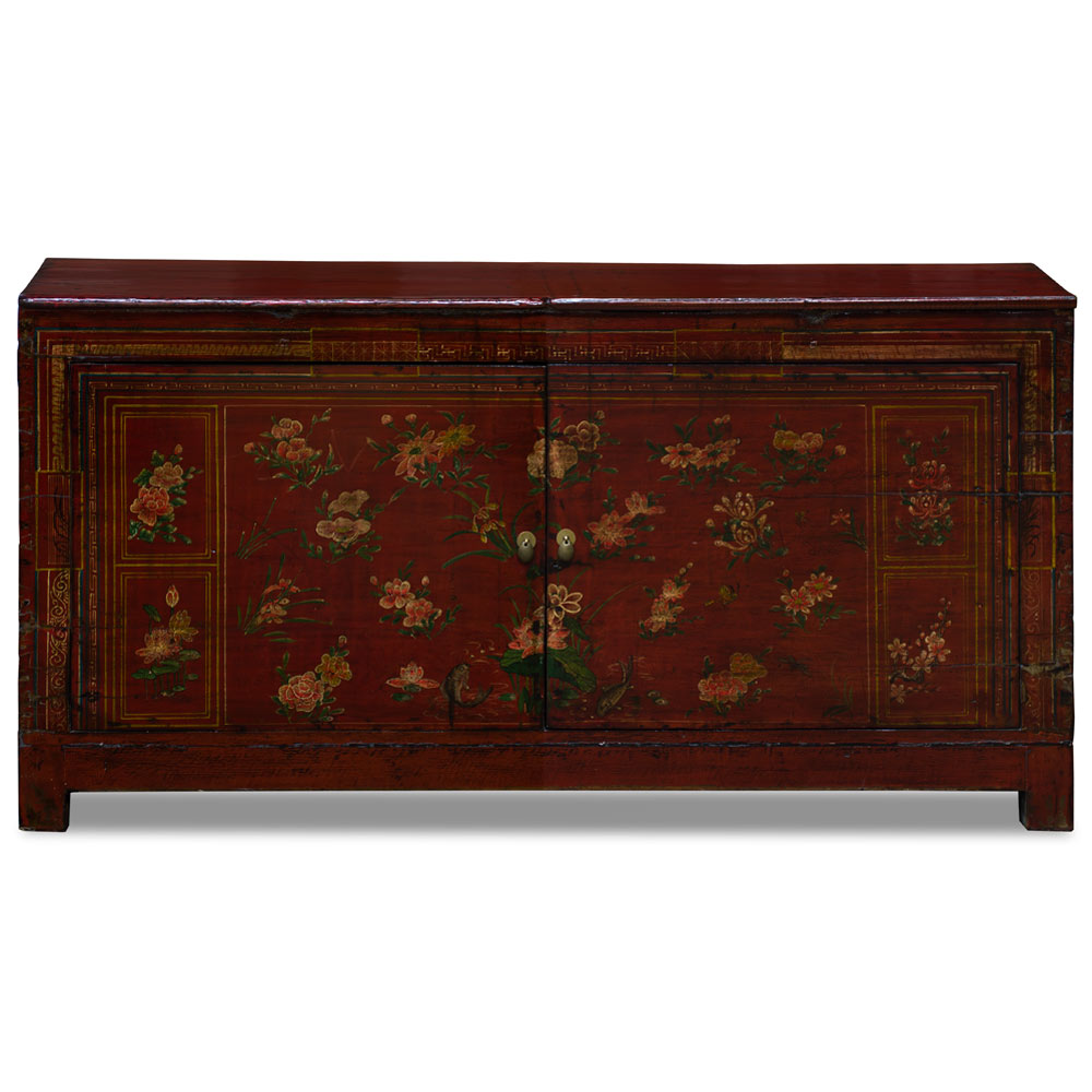 Elmwood Dark Red Dong-Bei Oriental Cabinet