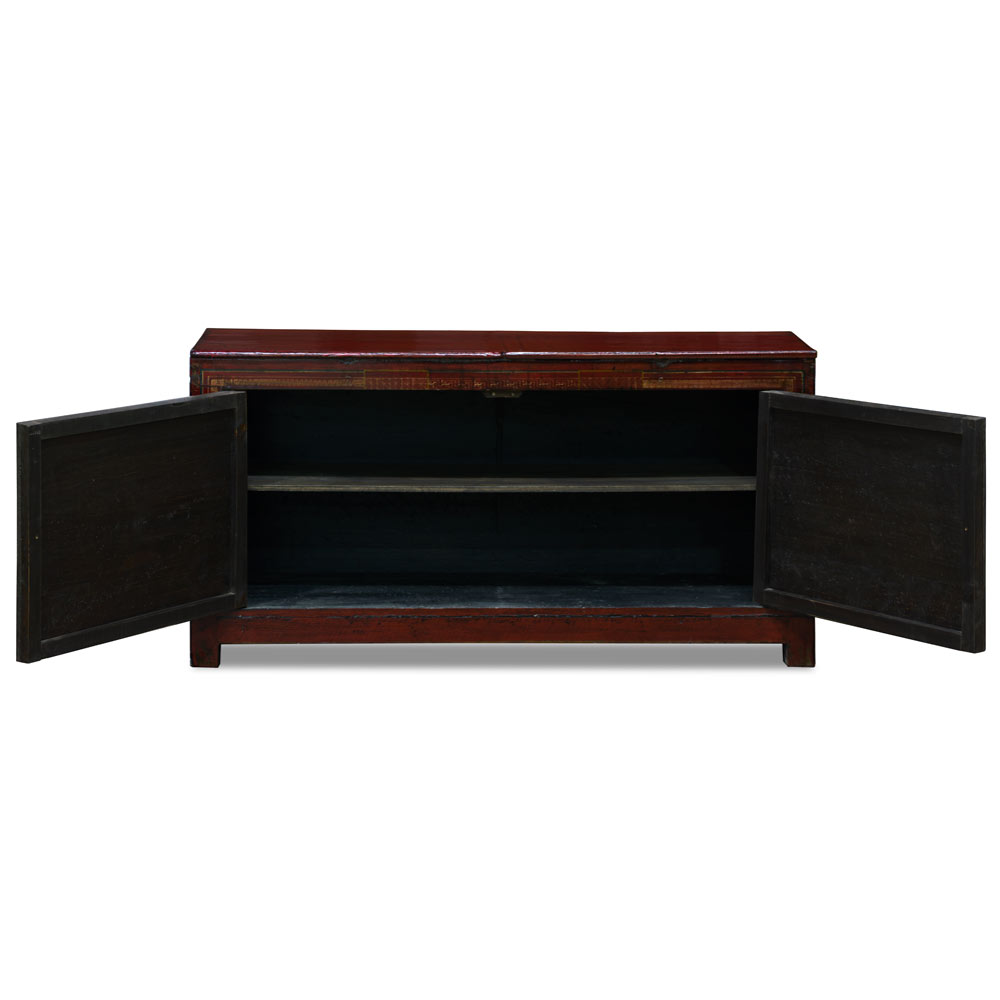 Elmwood Dark Red Dong-Bei Oriental Cabinet