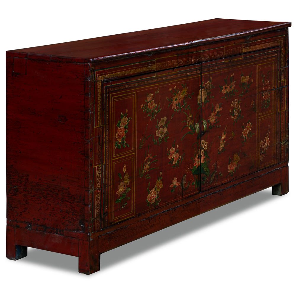 Elmwood Dark Red Dong-Bei Oriental Cabinet