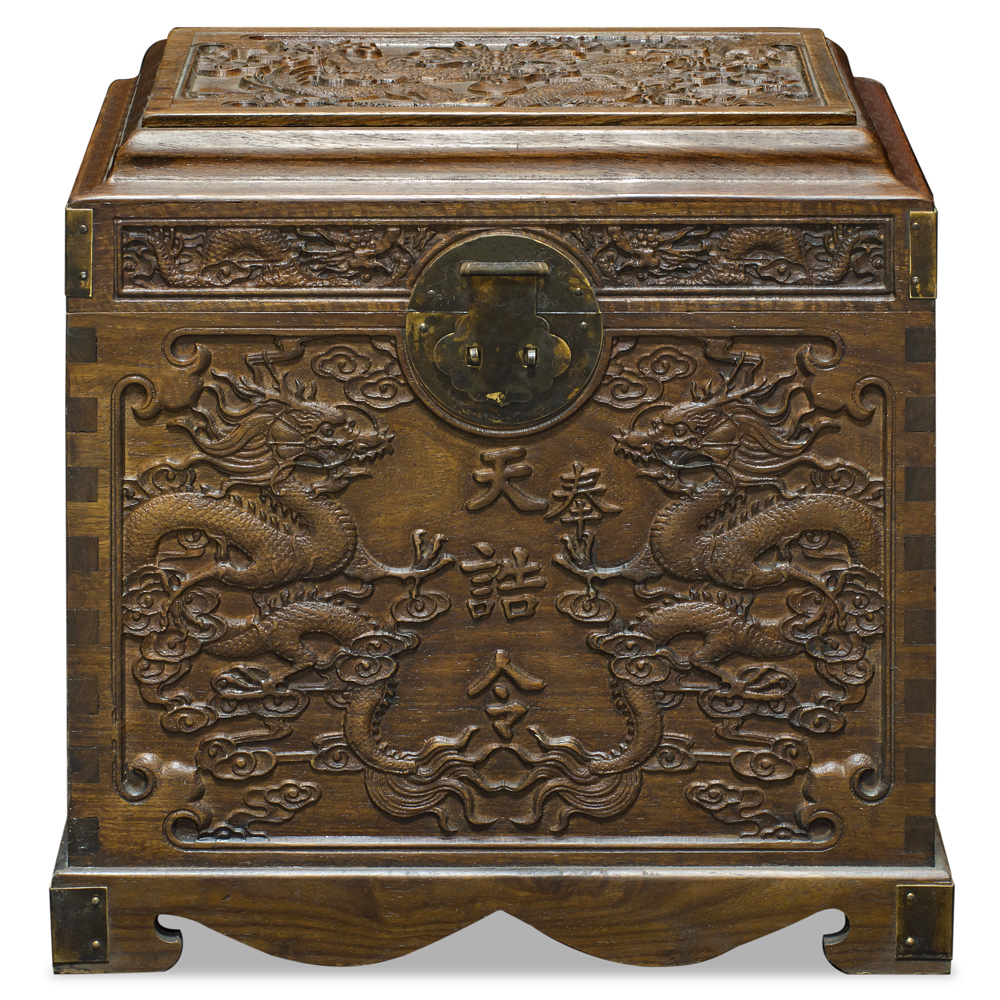 Elmwood Imperial Dragon Motif Oriental Dowry Chest