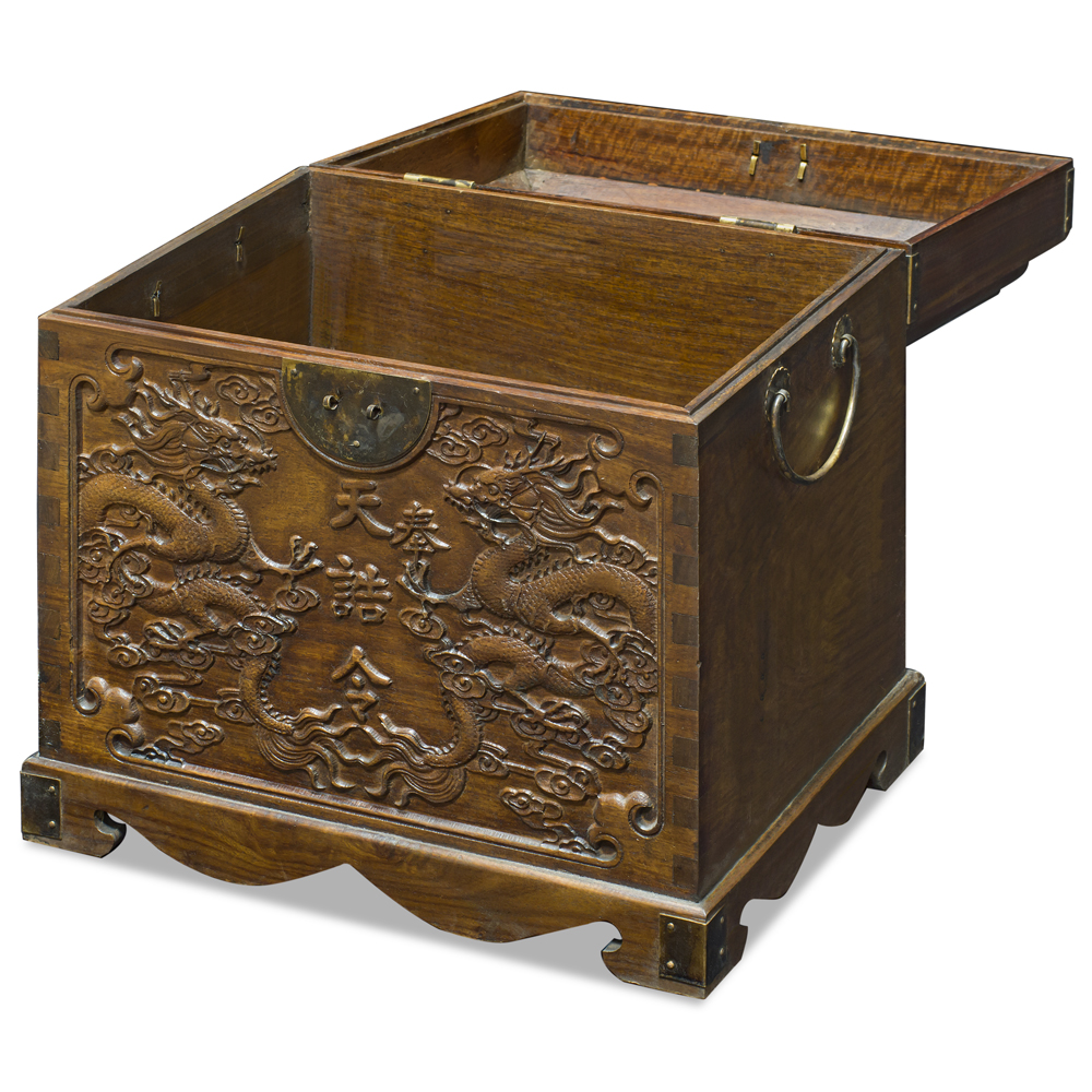 Elmwood Imperial Dragon Motif Oriental Dowry Chest