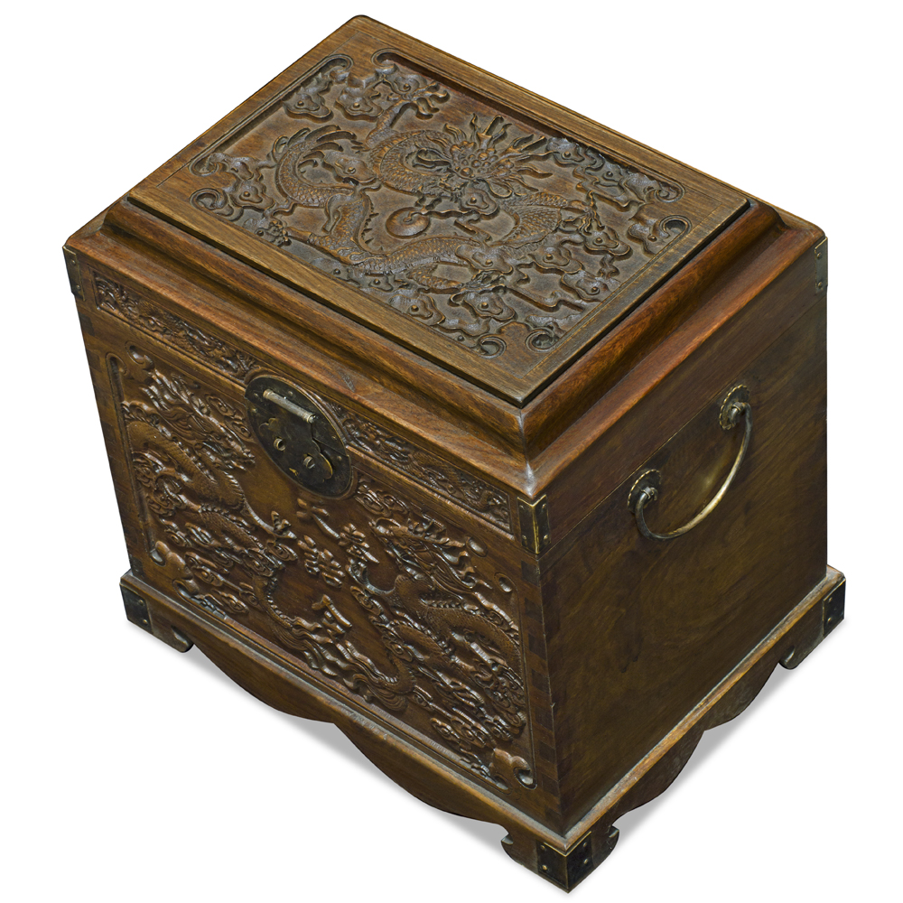 Elmwood Imperial Dragon Motif Oriental Dowry Chest