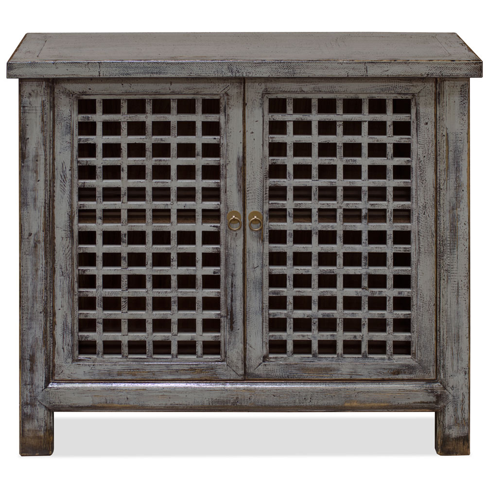 Distressed Gray Elmwood Dynasty Asian Sideboard