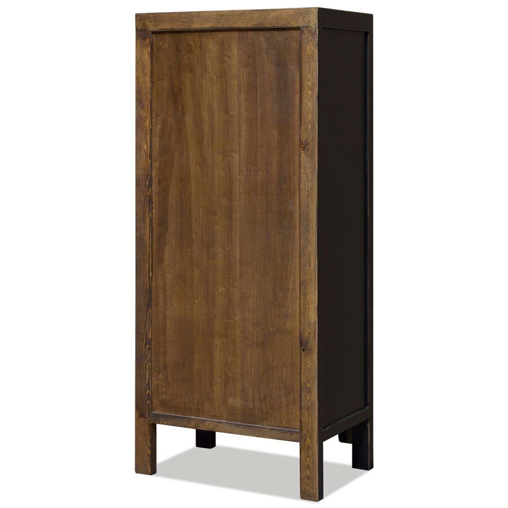 Distressed Black Elmwood Chinese Ming Armoire