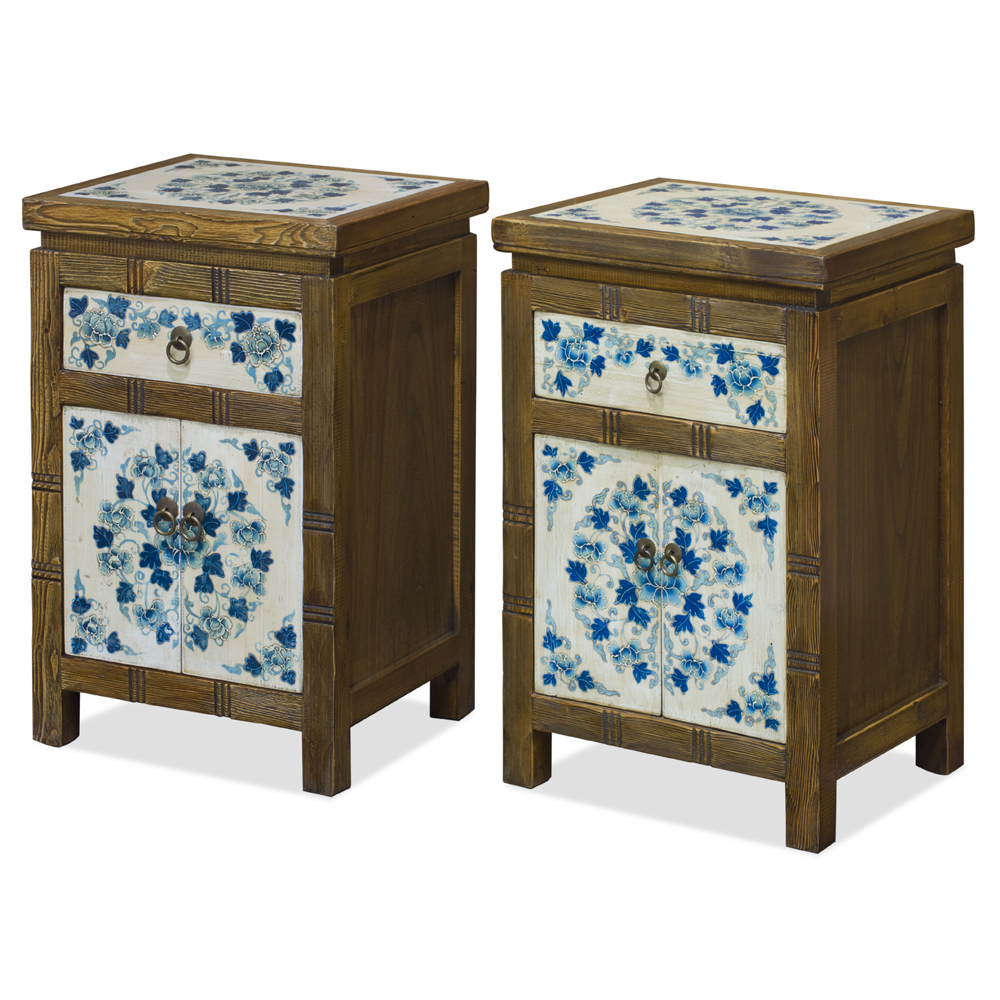 Distressed Blue and White Qing Hai Tibetan Cabinet Set