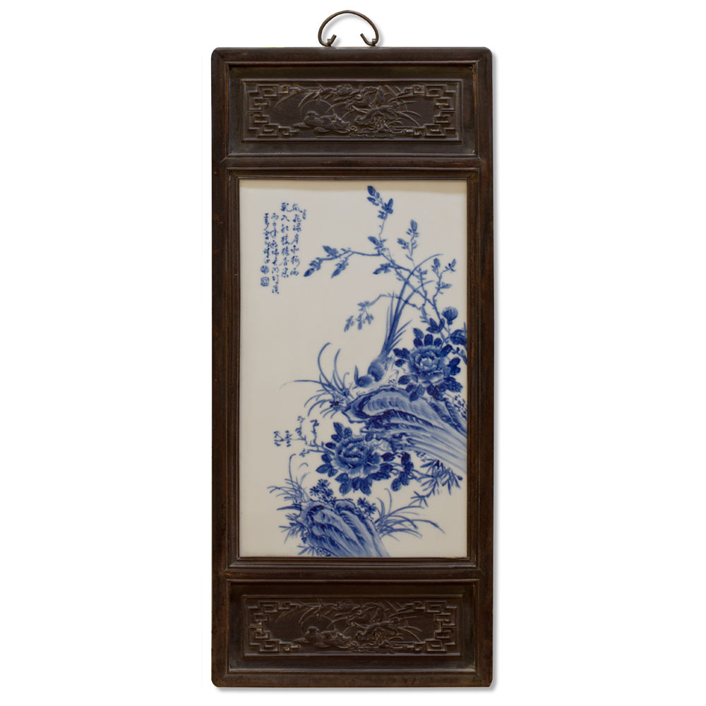 Blue and White Porcelain Four Season Chinese Wall Plaque Set