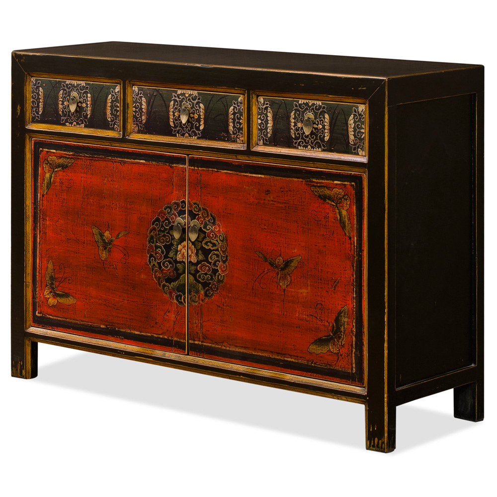 Elmwood Tibetan Masay Butterfly Motif  Cabinet