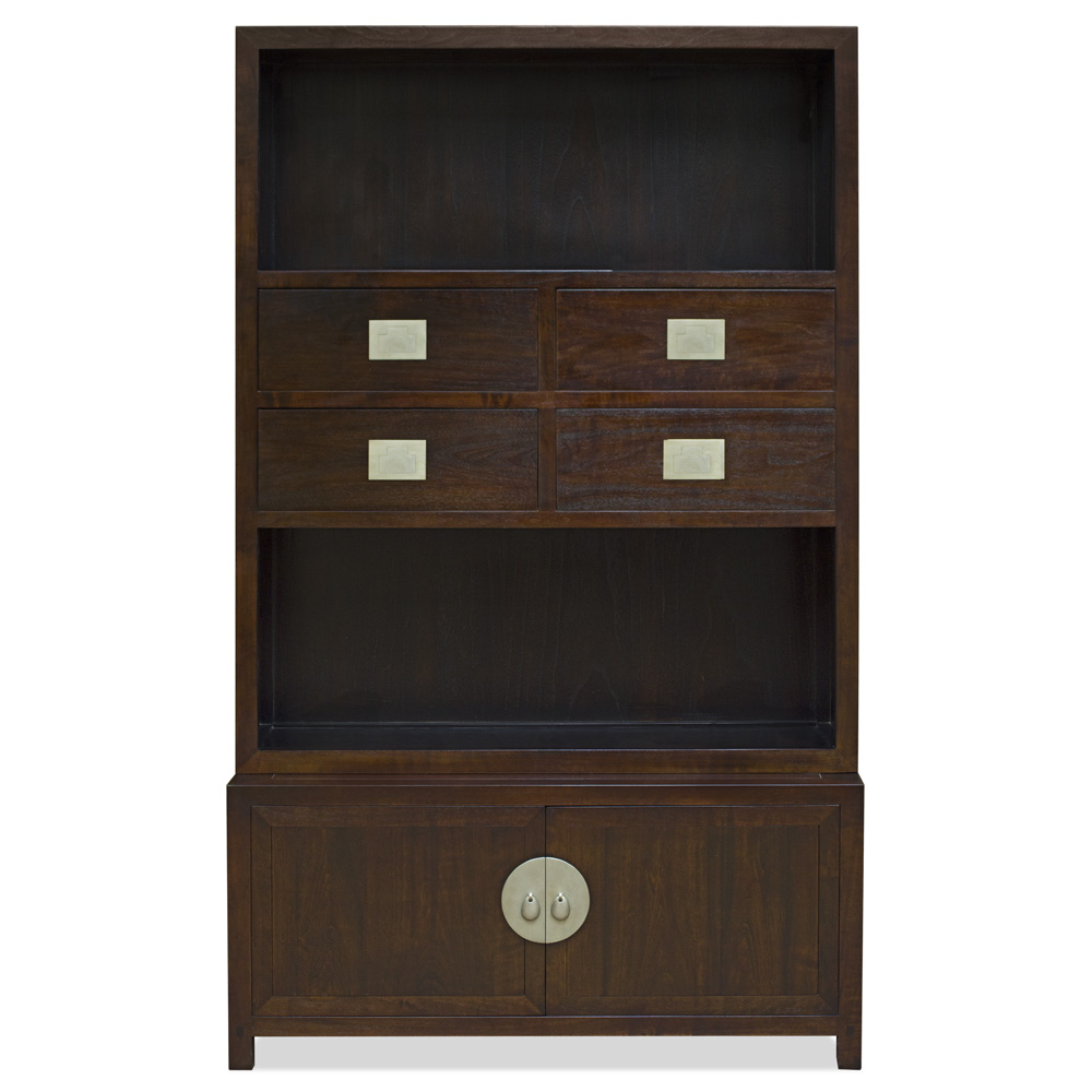 Espresso Elmwood Zen Style Asian Bookcase