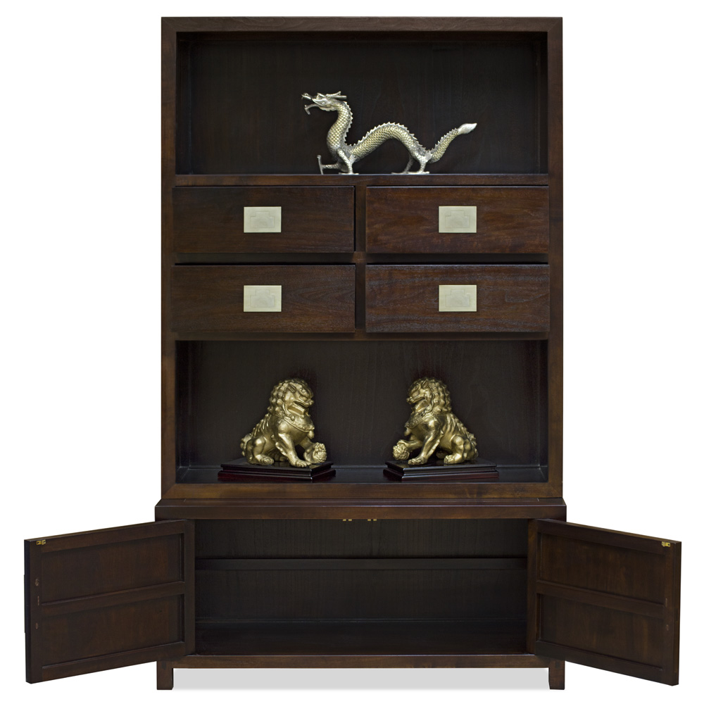 Espresso Elmwood Zen Style Asian Bookcase