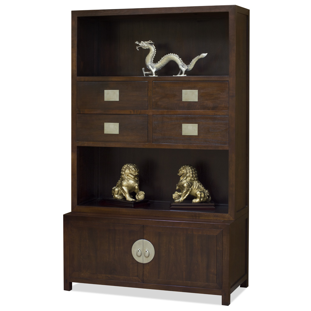 Espresso Elmwood Zen Style Asian Bookcase