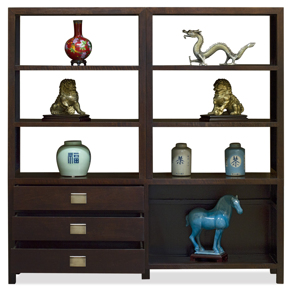 Espresso Elmwood Zen Style Asian Bookcase