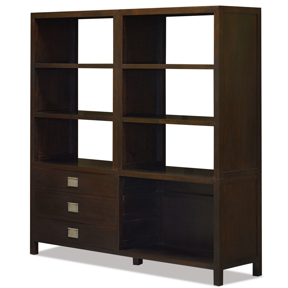 Espresso Elmwood Zen Style Asian Bookcase