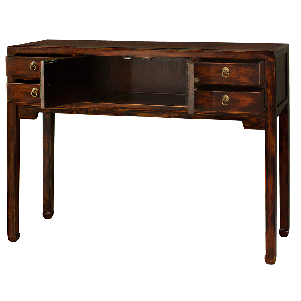 Mahogany Finish Elmwood Chinese Mandarin Console