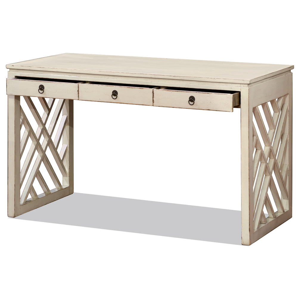 Distressed White Elmwood Mandarin Desk