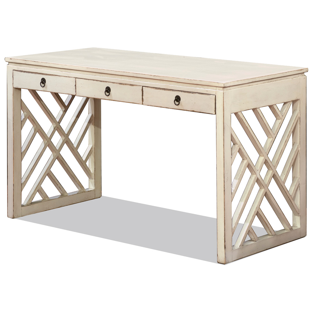 Distressed White Elmwood Mandarin Desk