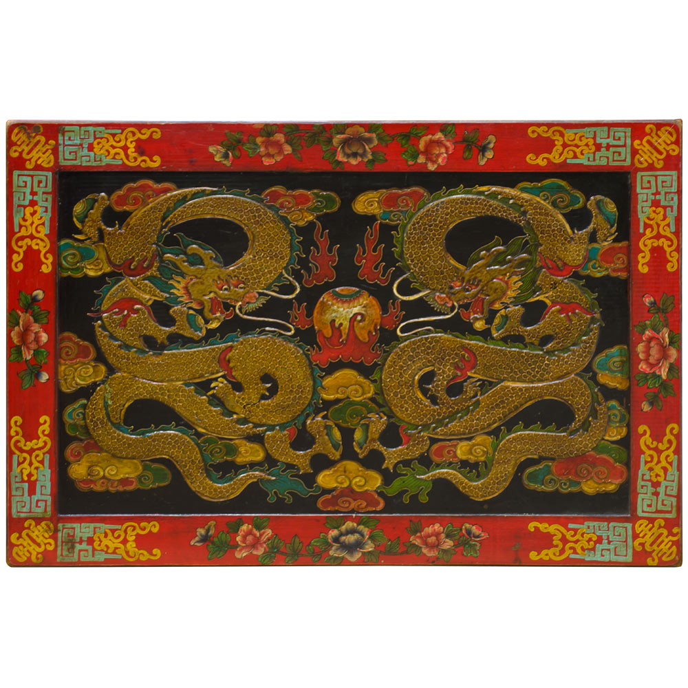 Imperial Dragon Motif Rectangle Tibetan Coffee Table