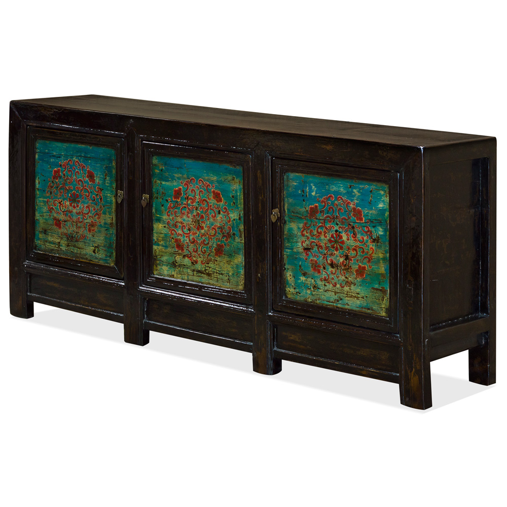 Vintage Elmwood Monuai Tibetan Cabinet