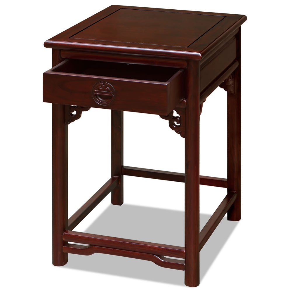 Dark Cherry Longevity Elmwood Chinese Ming End Table