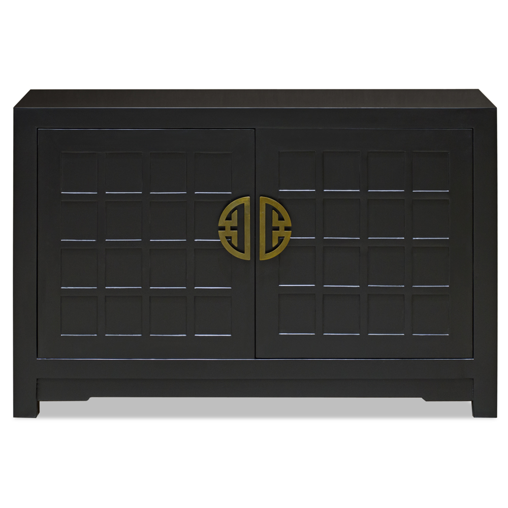 Matte Black Elmwood Japanese Sho Ji Vanity Cabinet